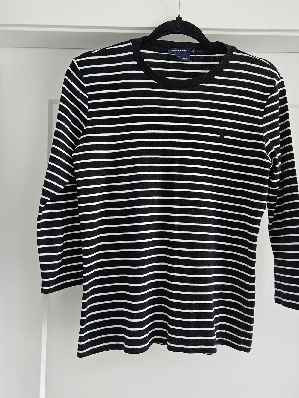 Ralph Lauren Sport Black & White Striped Tee Size Medium